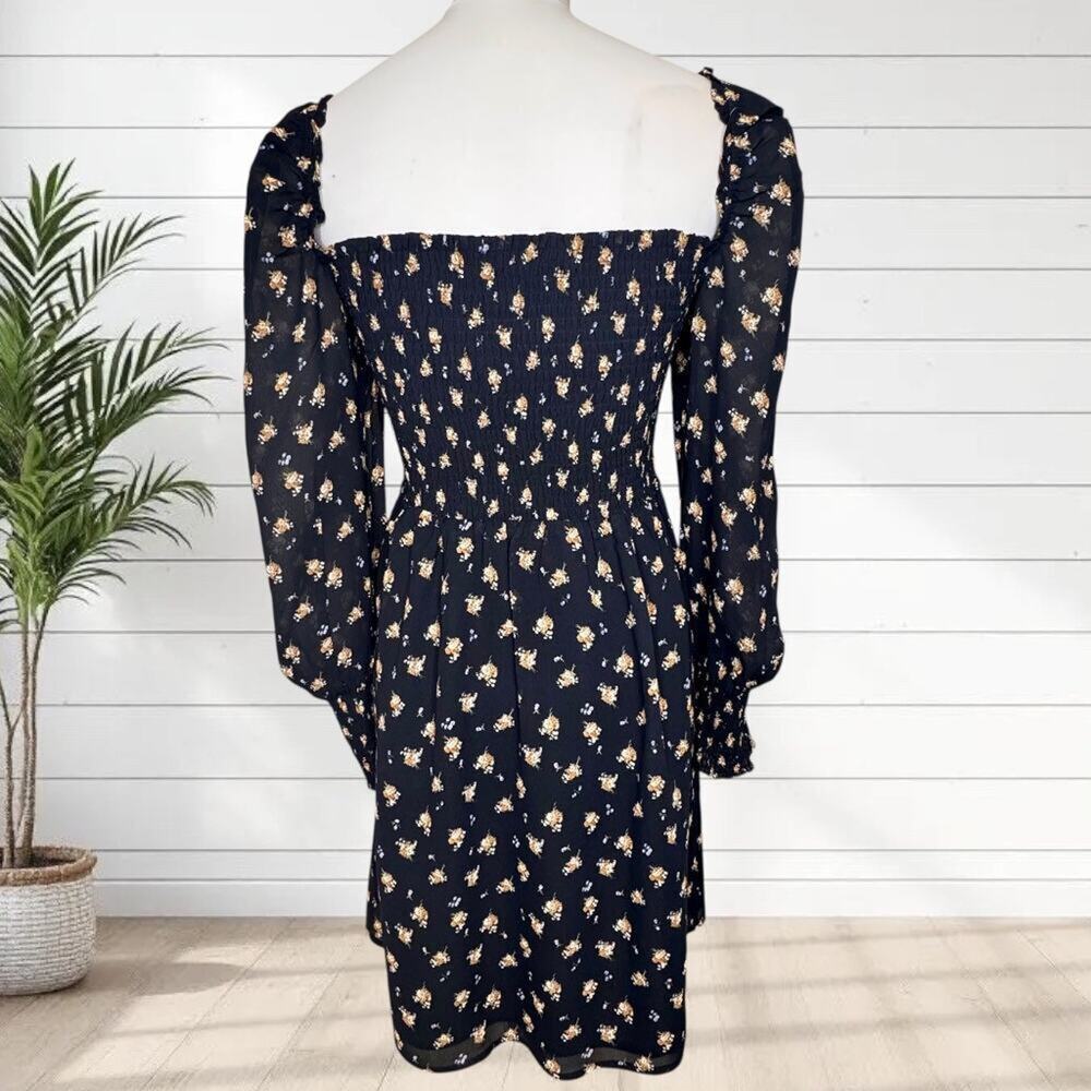 NWT Maje Rithik Dress Smocked Floral Boquet Long Sleeve Boho Flowers FR 40 US M - Picture 6 of 15